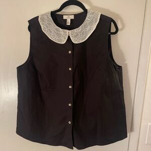 H by Halston sleeveless bottom down blouse with Peter pan color size XL